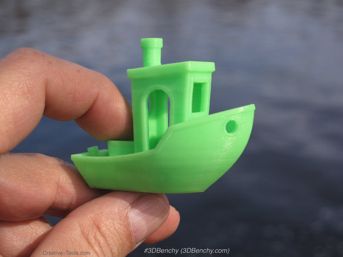 3D-printed test model (3DBenchy) made of PLA filament